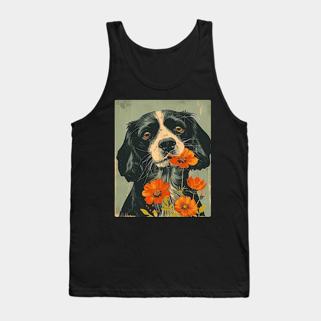 Cocker Spaniel Flowers Photo Art Design For Dog Onwer Tank Top by karishmamakeia